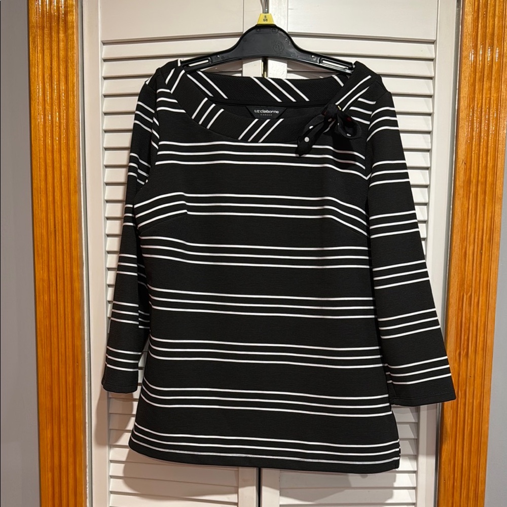 Liz Claiborne Black and White Striped Blouse